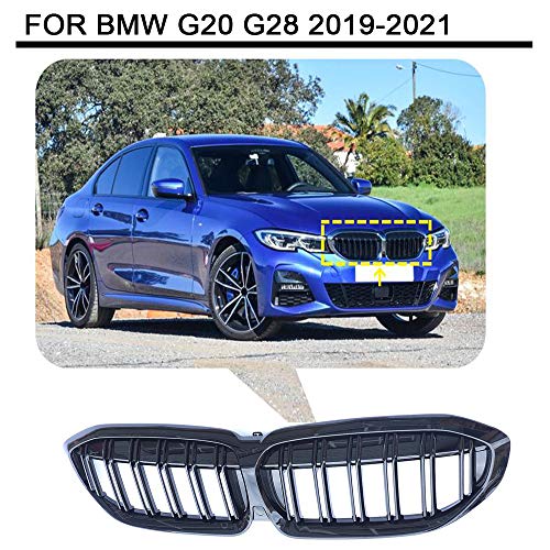 TGFOF Se adapta a BMW Serie 3 G20 320i 330i 330e M340i 318d 320d 330d Sedan 2019-2021 cromado ABS rejilla de parachoques delantero Honeycomb Mesh Grille