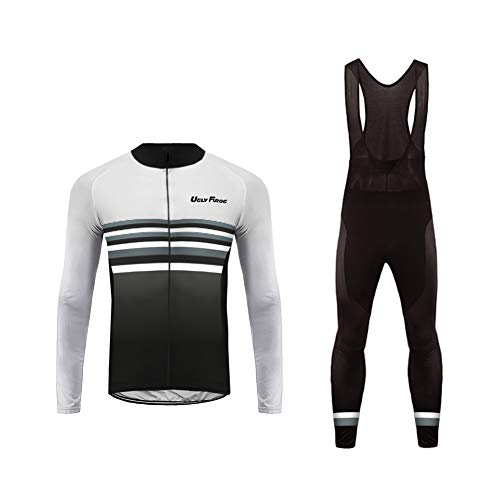 Uglyfrog Nuevo De Invierno Mantener Caliente Manga Larga Maillot Ciclismo Hombre Bodies +Long Bib Pant with Gel Pad Winter Style