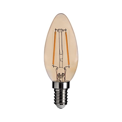 Vision-EL 771262 bombilla LED filamento Golden llama 2 W 2700 ° K recinto, vidrio/aluminio, E14, 2 W, transparente, color cobre