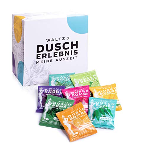 WALTZ7, Set Bombas de Baño, 8 Aromas Naturales de Aromaterapia, Relajación, Energía, Bienestar, Vigor y Calma, Lavanda, Eucalipto, Romero-Menta, Abeto, Rosa, Naranja, Lima Menta, Mango, Pack 16