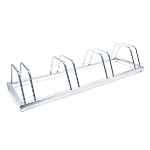 WilTec Soporte 4 Bicicletas Aparcamiento bicis Aparcabicis 123x39,5x24,5cm Metal galvanizado Exterior Suelo