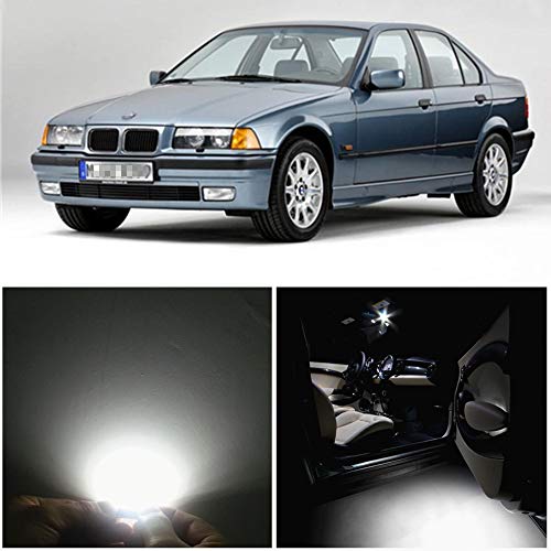 WLJH Kit de 15 piezas de 6000 K blanco puro súper brillante 2835 chip libre de errores Canbus coche LED Kit de iluminación interior para 3 Series – E36 M3 318i 318is 318ti 323i 323is 328i 325i