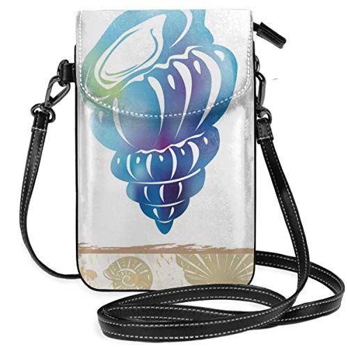 Women Small Cell Phone Purse Crossbody,Aquatic Stylized Cockleshell Coastal Fauna Bivalve Seashell In Frame Calmness Print