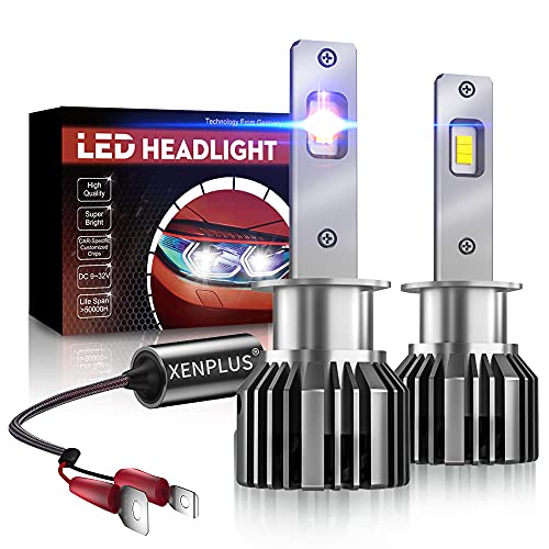 XENPLUS H1 LED Bombillas Coche, Chip De 5530 LED 60W 6500K 10600LM 12V Luces LED Coche H1, IP68 Impermeable Faros Reemplazo de Halógena y Kit Xenón 2 Lámparas