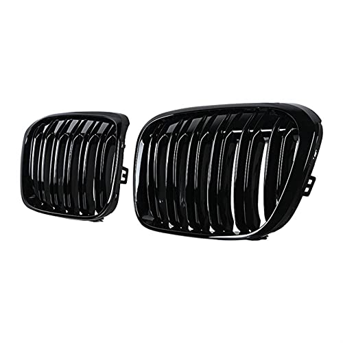 YHSM Rejillas De Parrilla De Riñón De Parachoques Delantero Negro Brillante para B-MW X1 F48 F49 2016-IN XDrive Double Line M Look 51117383363 51117383364 Accesorios