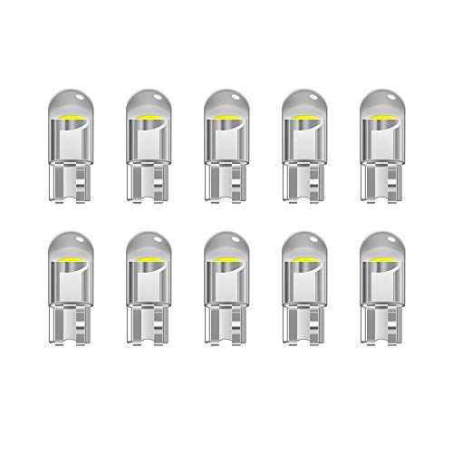 YnGia Bombilla LED transparente T10 W5W 501 194168 bombillas, 10 piezas blanco frío 6000K 12V para luces laterales de coche, luz interior, salpicadero, matrícula, bombillas de maletero (White)