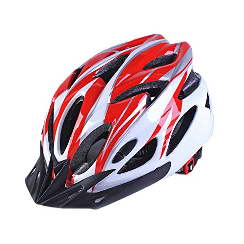 YOUCAI Bicicleta Casco Adulto Unisexo Integrado Andar en Bicicleta al Aire Libre Ajustable Cascos de Bicicleta Rojo Blanco