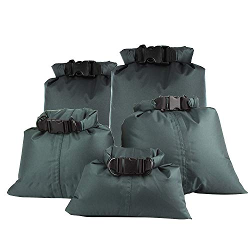 Yundxi 5pcs Bolsa Estanca, Bolsa Impermeable, Bolsa Seco para Nadar, Navegar, Hacer Rafting, Acampar, Hacer Kayak, IR de Excursión (Verde Oscuro)