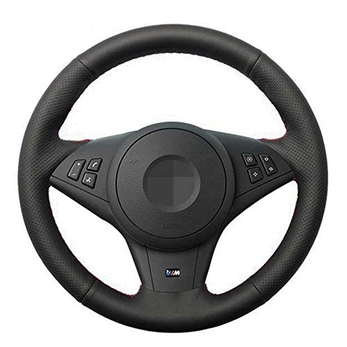 ZIMAwd Cubierta de Volante de Coche de Cuero Antideslizante Cosida a Mano, Apta para BMW E60 E63 530i E64 635D