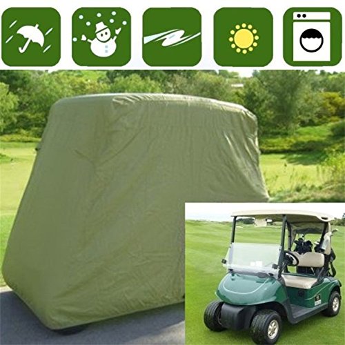 2 - Funda de almacenamiento para carrito de golf, resistente al agua y al polvo, material resistente al sol, se adapta a todos los coches estándar de 2 pasajeros EZGO, Club Car y Yamaha Golf Cars