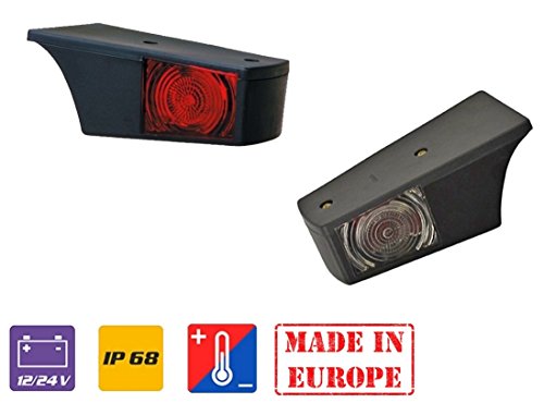 2 luces de marcador de cabina E4 marca lámparas cabina para SCANIA 112 113 rojo/blanco 24 V R10 W OEM reemplazar 301843/301844