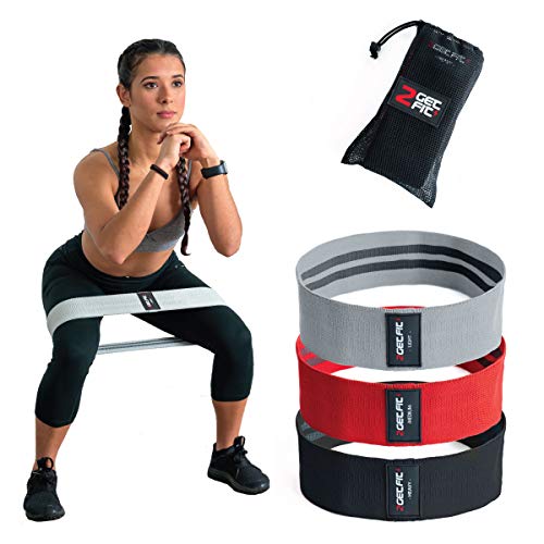 2GetFit Bandas Elásticas Musculación (Set de3): Banda Tela Glúteos, Goma de Resistencia Fitness, Cintas/Bandas Elásticas/Resistencia, Gimnasio/Gym/TRX