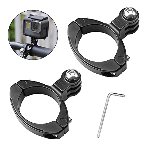 Aallo Juego de 2 Soporte Adaptador de Manillar Soporte de Cámara de Acción de Bicicleta de Aluminio Soporte de cámara Deportiva para Gopro Hero/cámaras de acción- Negro