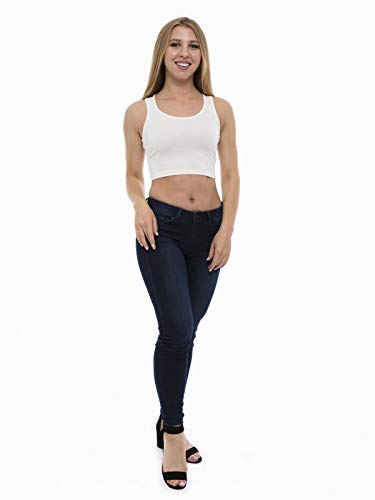 ABAKUHAUS Crop Top para Dama Deportivo Sin Mangas, L, Blanco Roto