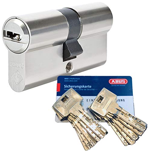 ABUS Bravus 2000 - Cilindro doble con 10 llaves, longitud (a/b) 45/55 mm (c = 100 mm) con tarjeta de seguridad, equipamiento adicional: función de emergencia y peligro