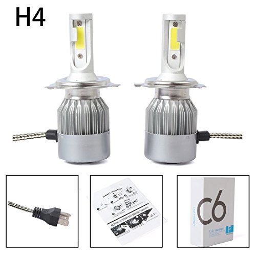 ACAMPTAR Nuevo 2pzs C6 LED Kit de Faros de Coche COB H4 36W 7600LM Bombillas de luz Blanca