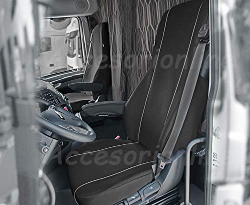 Accesorionline Fundas de Asiento camion Premium 100% a Medida - DAF LF Desde año 2014 piloto + copiloto - Tela máxima Calidad