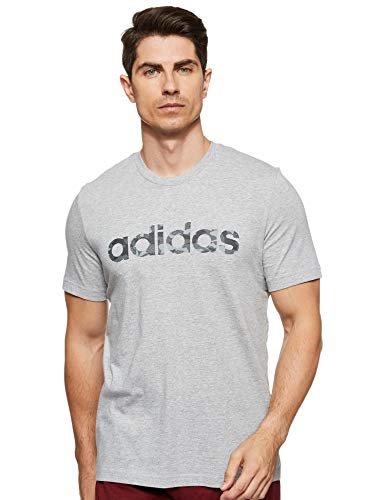 adidas Camiseta de Manga Corta para Hombre E Camo Lin, Color Gris y Negro, Gris y Gris