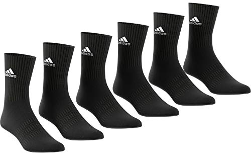 adidas Cush CRW 6PP Calcetines, Unisex Adulto, Top:Black/Black/Black/Black Bottom:Black/Black, KS