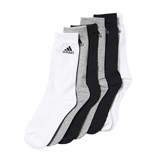 adidas per Crew T 6PP - Calcetines Unisex, Color Negro/Gris/Blanco, Talla 31-34