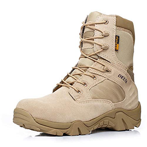 Aegilmc Los Militares del Desierto Botas Tácticas, Delta Militar para Los Hombres del Comando De Las Tácticas De Combate País Zapatos Botas De Montaña Montañismo Botas De Cordones,Marrón,45EU