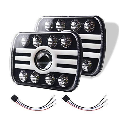 AIHOUSE Faros LED De 500W 5X7 Pulgadas LED 7X6 LED Faro De Haz Sellado con Un Reemplazo De Luces De Cabeza De Alta Viga Alta De 30000Lm para J-E-E-P YJ XJ (1 Par)