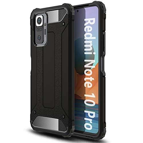 ALAMO Funda de Armor para el Xiaomi Redmi Note 10 Pro, Carcasa de TPU+PC con Antigolpes Bumper - Negro