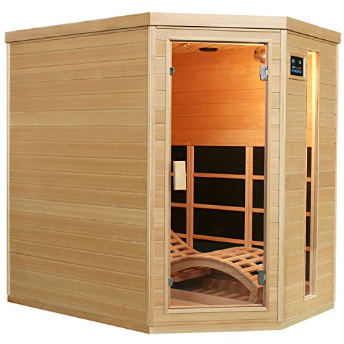 Artsauna Cabina de infrarrojos Esbjerg – Sistema de calefacción Triplex – Sauna de infrarrojos – 2 personas – Luz LED de color – Control digital – Madera Hemlock