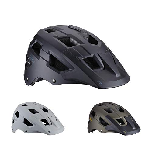 BBB Cycling Bike Nanga BHE-54 - Casco de Ciclismo con Soporte para cámara, Carcasa de ABS, Visera Fija Grande, Certificado CE, Talla L, 58-61 cm, Color Negro Mate