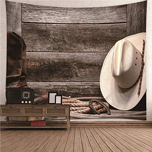 Beydodo Tapiz de para Colgar en la Pared,Sombrero Bota y Cuerda Beige Marrón Tapiz Pared Poliester Tapiz Nordico 150x130CM