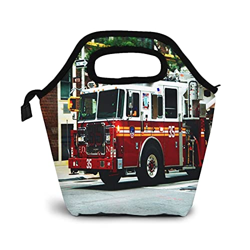 Bolsa Térmica Comida Bolsas De Almuerzo para Mujeres Hombres Niñas Niños Bolsa Isotérmica De Almuerzo Accidente Red Fire Camión De Bomberos Conducción