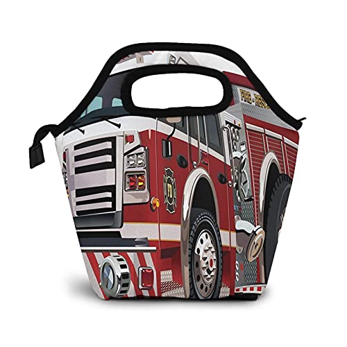 Bolsa Térmica Comida Bolsas De Almuerzo para Mujeres Hombres Niñas Niños Bolsa Isotérmica De Almuerzo Camión de bomberos 37