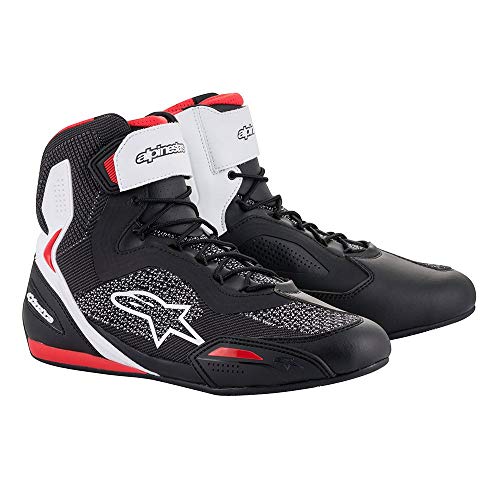 Botas de Moto Alpinestars Faster-3 Rideknit Shoes Black White Red, Negro, Blanco y Rojo, 47