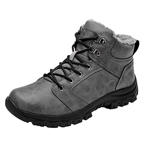 Botas de Nieve Hombre Impermeable Botas de Nieve Cálido Fur Forro Sneakers Zapatos Invierno Gris 47