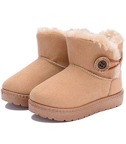 Botas de Nieve para niños niñas Zapatos Invierno 2019 Botines Cómodos Calzado Piel Forradas Calientes Planas Casual Boots Antideslizante para Bebe niña Niño