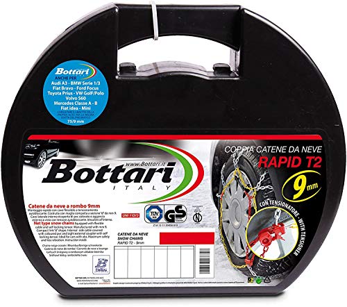 Bottari 18819 "Rapid T2": Cadenas de nieve 9 mm para coches, Talla 090, TÜV Süd y ÖNORM V5117