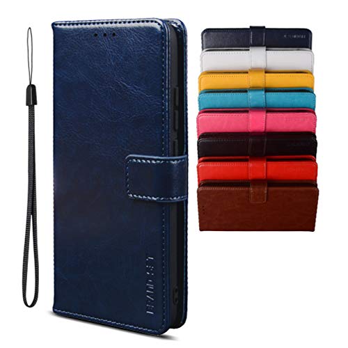 BRAND SET Funda para Xiaomi Poco C3/Redmi 9C Cartera Estilo Flip de Piel Sintética Funda con Seguro Cierre de Cierre Magnético y Función de Soporte Adecuado Carcasa para Redmi 9C(Azul Qscuro)