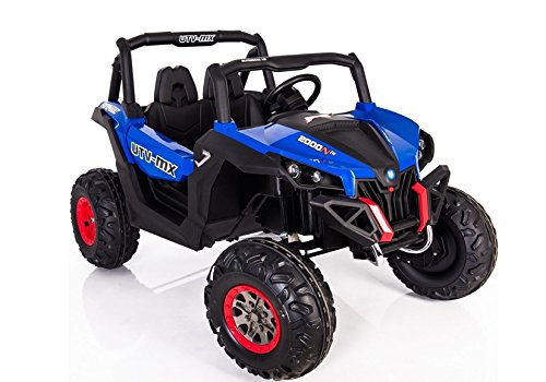 Buggy BATERIA Infantil, 2 PLAZAS, 4 Motores, Azul, Mando RC