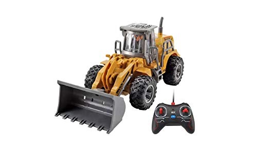 Bulldozer Excavadora Teledirigida RC Mini Camión Construcción Excavadoras RC Radiocontrol a Bateria con Luces | Juguete para Niños con Mando Control Remoto