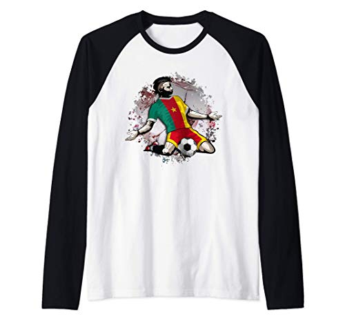 Camerún Fútbol Bandera Nacional De Camerún Football Lovers Camiseta Manga Raglan