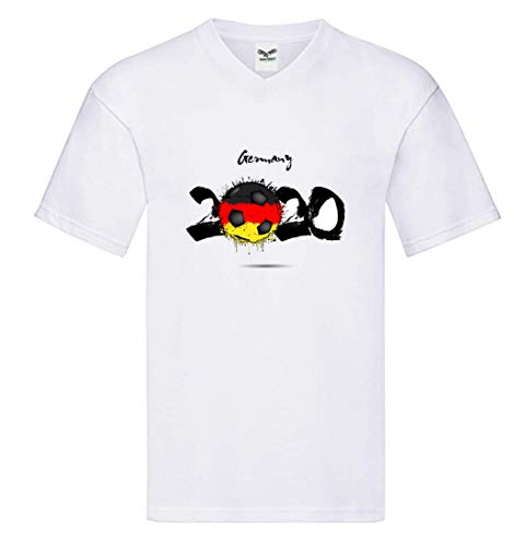 Camiseta V – Alemania Fútbol 2020 Copa Mundial – Camiseta para hombre y hombre con cuello en V Blanco L