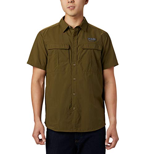 Columbia Cascades Explorer Camisa de Manga Corta, Hombre, Verde (New Olive), L