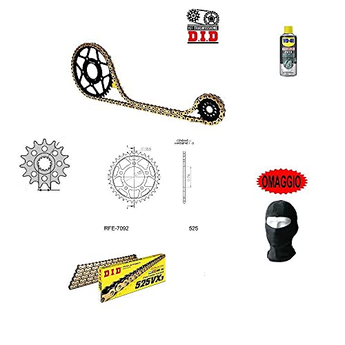 Compatible con Benelli BN302 ABS E4 300 2017-2019 Kit DE TRANSMISION para Moto Cadena Did 525VX3 LUN 108 ESLABONES, PIÑON Acero P525-Z44, Pinon P525-Z14 ESPECÍFICO para SU Moto