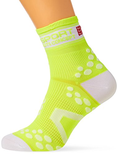 COMPRESSPORT Pro Racing V2 Run Hi Calcetines, Unisex, Amarillo/Blanco, 40-42