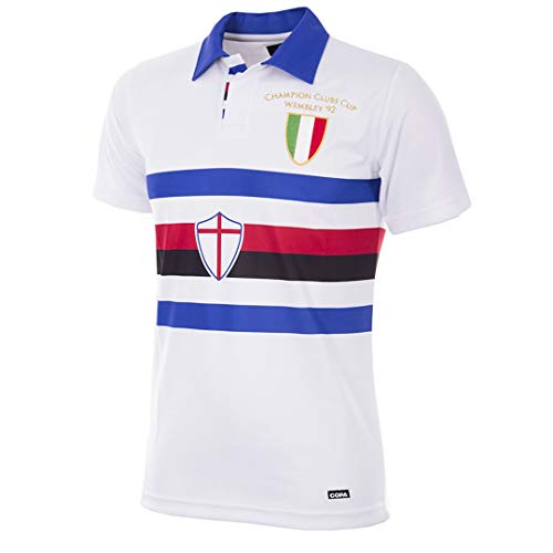 Copa Camiseta de fútbol Retro con Cuello de fútbol de los Estados Unidos C. Sampdoria 1991-92, Hombre, 154, Blanco, L