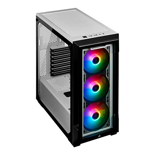 Corsair iCUE 220T RGB, Chasis Semitorre Inteligente ATX con Cristal Templado, Color Blanco