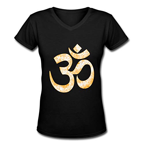 C&P Yoga Om Symbol V-Neck Female Short Sleeve T Shirt