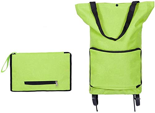 DEE Carritos de Compras Multifunción, Carros de Almacenamiento de Cocina Bolsa de Compras Plegable Bolsa de Tela Impermeable Portátil de Oxford, Carga de Camiones de Mano de 6 Kg,Verde