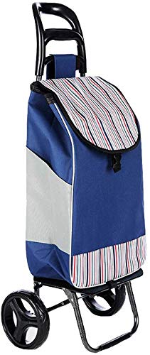 DEE Carritos de Compras Multifunción, Carros de Utilidad de Almacenamiento de Cocina Marco de Acero Plegable Rueda de Tela Oxford Impermeable, Puede Llevar Camiones de Mano de 35 Kg,Azul