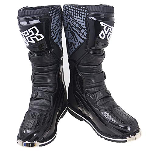 Deporte al Aire Libre de la Armadura de la Motocicleta Protección Boots - Hombres Impermeable Negro Botas de Motocross Pro, Anti Slip Tobillo Protección Racing ATV MX Moto Boot (Size : EU42(UK7.5))